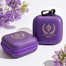 Purple Rosary Case with Zipper & Clip Hard Shell Protective RosarioBeads Holder picture