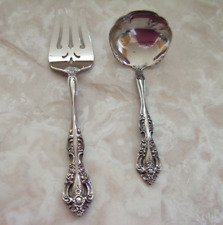 ONEIDA CUBE MICHELANGELO PATTERN STAINLESS GRAVY LADLE & MEAT SERVING FORK picture