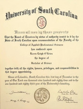 Vintage 1984 University of South Carolina USC Bachelor of Science Diploma picture