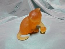 Daum France Amber Crystal Cat Figurine Playing with a Ball picture