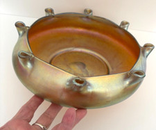 Antique Vtg 1915 STEUBEN Frederick CARDER GOLD AURENE Bowl PINCHED Corners 2775 picture