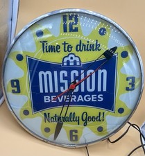 Vintage 1958 Mission Beverages Soda Advertising PAM Lighted Wall Clock picture