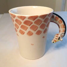 PIER 1 IMPORTS GIRAFFE Handpainted Stoneware MUG with Head & Neck Handle 3D picture