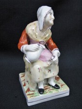 Antique Staffordshire Handpainted Seated Woman Pouring From A Pitcher; 1860's picture