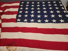 VINTAGE WWI/WWII 48 Star Annin & Co Wool US Flag Sewn Stars 5x9.5 Burial Casket picture
