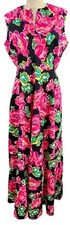 Vintage 1970's New With Tags It Better Pink & Green Floral Maxi Dress Size 18 picture