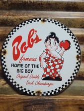 VINTAGE BOBS BURGERS PORCELAIN SIGN FAST FOOD RESTAURANT DINER HAMBURGER BIG BOY picture