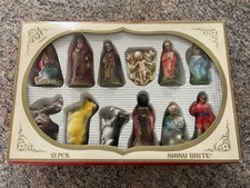 Vintage 60s-70s 12 PCS Shiny Brite Nativity Scene plastic picture
