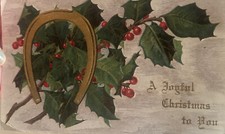 Antique Christmas Postcard 1908 Embossed, Germany, Postage picture