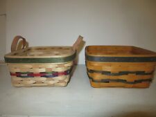 Longaberger Small Berry Set of 2 Award Baskets Green Red Navy Weaves Navy picture