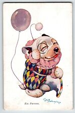 Bonzo Dressed Puppy Dog Monocle Glasses Balloon Postcard Fantasy Anthropomorphic picture