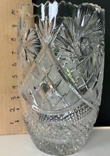 Vintage Bohemian Style Cut Crystal Large Heavy Vase  picture