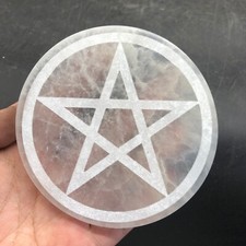 “3.8” Natural Selenite Crystal pentagram Occult Magic Purification Meditation picture