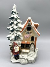 Vintage Sitzendorf Porcelain Old World Santa House Tea Light Candle Cover picture