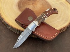 Damascus Folding Pocket Knife With Small Defects Handmade (See Description) picture