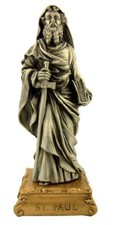 Pewter Saint St Paul Figurine Statue on Gold Tone Base, 4 1/2 Inch picture