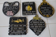 5 Vintage  Metal Trivet Lot Funny Gift Kitchen Decor Wall Art Retro picture