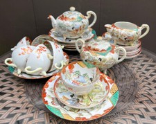 Antique Japanese Nagoya By Imoto Shoten Gold Gild Geisha Tea Set Service For 6 picture