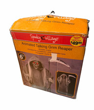 *RARE* 2013 Spooky Village Animated Talking Grim Reaper Prop 6 ft Halloween picture