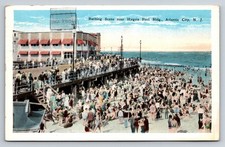 Vintage 1928 Atlantic City NJ Bathing Scene Hygeia Pool Beach Postcard picture