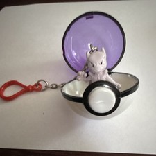 Vintage 1999 Pokemon MewTwo Keychain with Pokeball Rare Nintendo Collectible picture