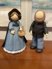 Amish Ceramic Man and Woman 11in FIgures Set Nice Event Clothing picture
