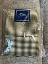 Vintage JCPenney Home King Pillowcases Set 2 Houndstooth Check Green Beige USA picture