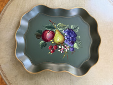 Nashco Hand Painted Toleware Tray w/ Fruit Pear, Apple, Cherries, Grapes NEW picture