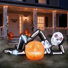 Esqueleto Inflable Halloween 7 Pies con Calabaza y Luces LED Exterior Patio picture