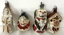 Lot of 4 Vintage / Antique Glass Christmas Ornaments Angel Dog Birdhouse Clown picture
