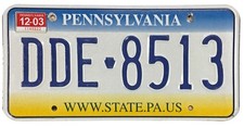 Pennsylvania 2003 Tri-Color Fade License Plate DDE 8513 in Nice Condition picture