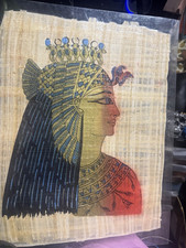 Egyptian Papyrus Art Lot of 4 - Cleopatra, Hieroglyphics & Pharaonic Scenes picture