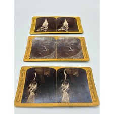 3 Antique H. H. Bennett Stereoview Cards Wisconsin Dells Witches Gulch & More picture