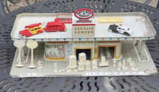 Vintage Marx Service Center Tin Litho Day & Nite Toy Garage with Accessories picture