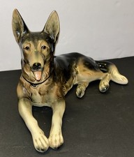 VTG 1950's Large Porcelain Laying German Shepard Dog Figurine•12”•German Made picture