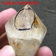43g Natural 42mm Herkimer Diamond Enhydro healing Crystal Gem&moving water drop picture