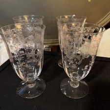 4 Vintage Fostoria Navarre Clear Crystal Footed Iced Tea Water Glasses Set picture