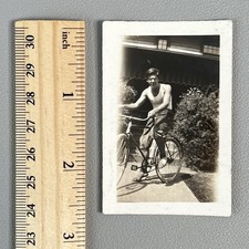 Vtg 1920s Young Man Bicycle Knickers Tank Top Glasses Americana Snapshot Photo picture