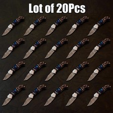 Lot of 20 pcs Custom-Made Hand Forge Damascus Steel Lock Back 110 Replica Folder picture