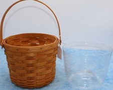Longaberger 2001 Medium Fruit Basket, Protector, and Brochure 13102 picture