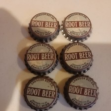 6 Unused CORK lined BOTTLE CAPS Langdon Bot Co. ROOT BEER Bemidji MINNESOTA picture