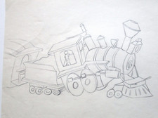 1950 CASEY JR   STEAM TRAIN  WALT DISNEY ORIGINAL animation PRODUCTION DRAWING picture
