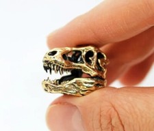 T-Rex Skull Pendant Keychain Tyrannosaurus Rex Brass Handmade Jurassic World... picture