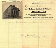 1913 Boston Contractors Billhead, Old Court House image picture