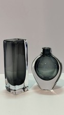 Pair 1950’s Orrefors Dusk Art Glass Vases Nils Landberg Sommerso Signed Sweden picture