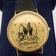 Lorus Walt Disney World 15 Year Anniversary Gold Tone Castle Watch New Battery picture