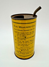 Vintage Coleman Fuel Measuring Can Tin Instant-Lite Gas Iron Spout Yellow U.S.A. picture