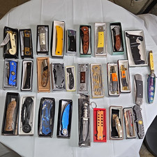 Mixed Lot 30 Assorted Boxed Folding Pocketknives, SS Blades Most New In Box READ picture