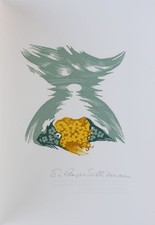 Eva Schliemann - three-color original linocut to a poem picture
