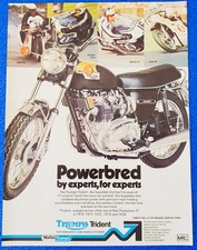 1975 Triumph Trident T160 Motorcycle Print Ad Isle of Man TT Racing History Gift picture